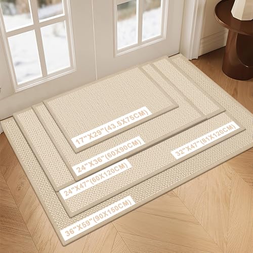 LEKEEPGO Door Mat 32"x47", Non Slip Washable Indoor Mat, Khaki