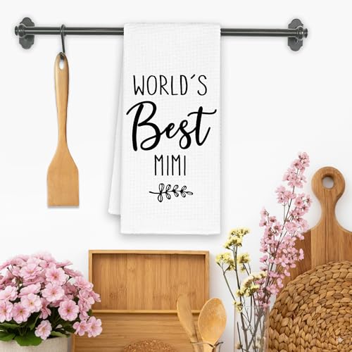 Best Mimi Gifts Kitchen Towel - Rustic Leaf Black & White 16x24in, Xmsaitar Best Mimi