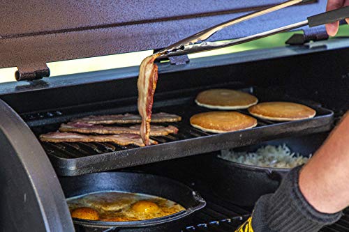 14x28 Inch Cast Iron Griddle for Cooking, Reversible Flat & Ribbed Surface