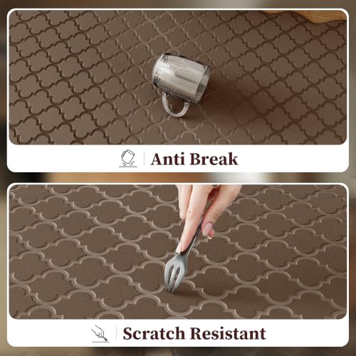 Arenarug 2-Piece Brown Scalloped Kitchen Floor Mats, 17.3x30+17.3x47 inches