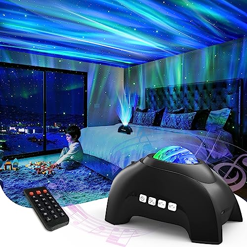 AIRIVO Northern Lights Aurora Projector Star Projector Music Speaker Night Light - Black