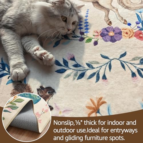 jinchan 8x10 Kids Playroom Rug Washable Woodland Whimsical Unicorn,