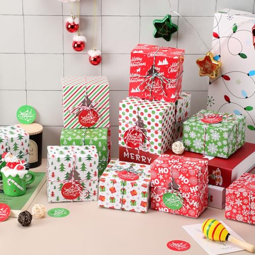 Glenmal 100 Christmas Bakery Cookie Cupcake Gift Boxes with Windows & Labels