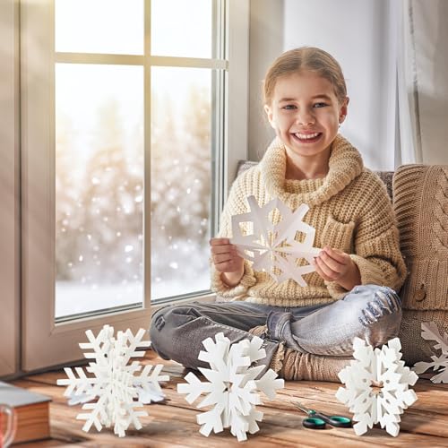 Maitys White 12-Piece Winter Wooden Snowflake Decor Set - 3D Holiday Centerpieces