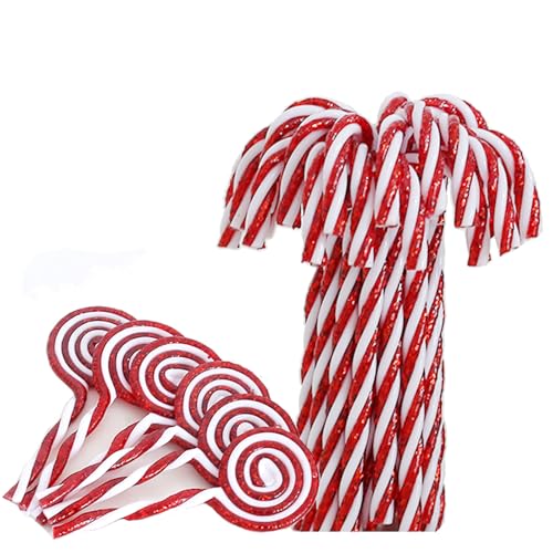 DAHI 22pcs Christmas Candy Cane Ornaments Set Glitter Plastic Tree