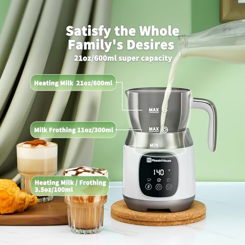 Maestri House DualFro 600 Milk Frother & Steamer White 21oz/600mL