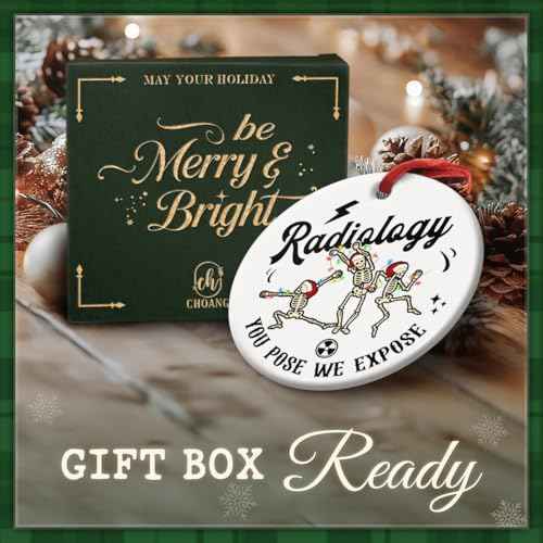 Funny Radiology Christmas Ornament 2025 - Radiologist Ornament Gift for X-Ray Tech, MRI Technologist, Radiologic Technologist, Radiographer Students & Coworkers - Ceramic Radiology Decoration