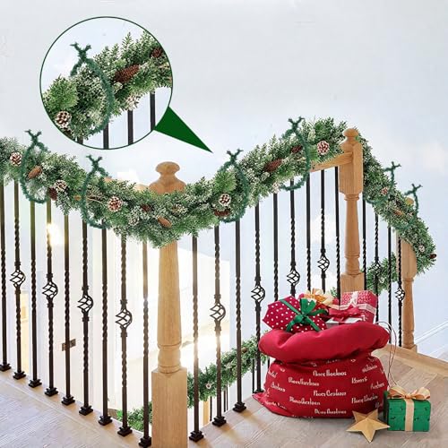 Jeyeou 108Ft Green Artificial Pine Garland 0.38in Thin Wired Christmas Decor
