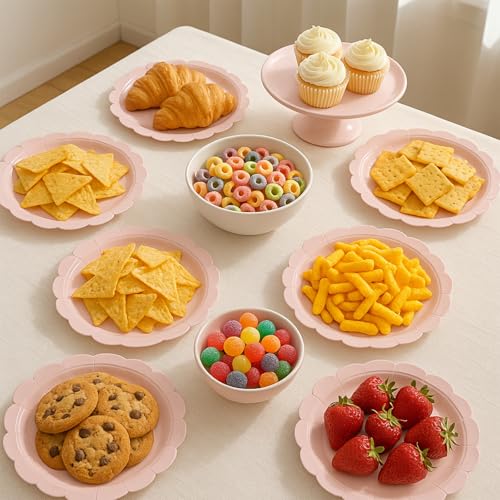 9 Inch Pink Disposable Paper Plates, 50 Count – Sunepany