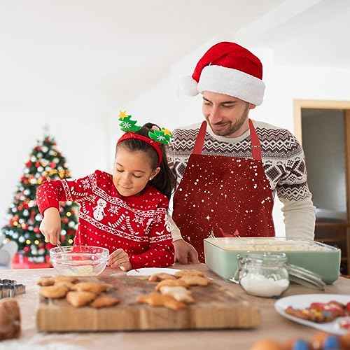 BOHARERS Christmas Apron for Women Adjustable Bib Kitchen Aprons, Snowman Holiday Apron for Party,Christmas Decorations