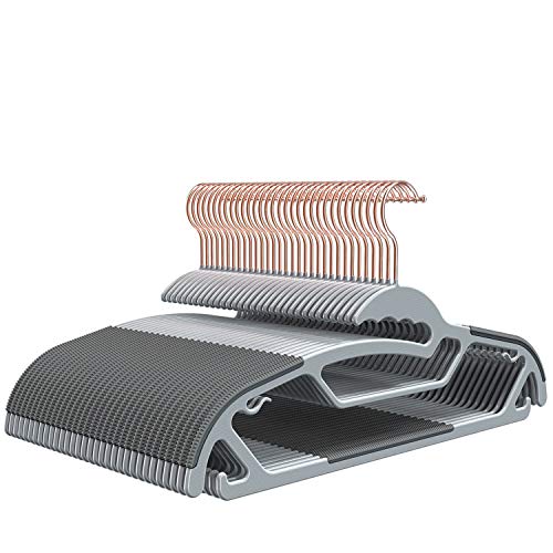 Gray S-Shaped Plastic Hangers Pack of 50 Non-Slip Closet Organizers