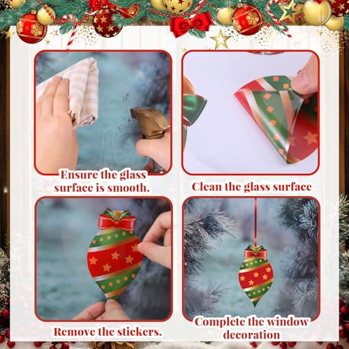 Simgoing 12 Sheets Christmas Window Clings - Removable Ball Ornaments