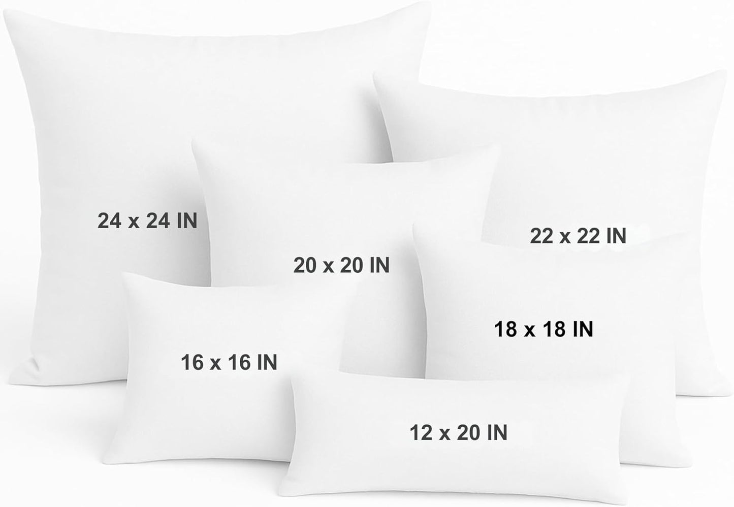 LANE LINEN Throw Pillow Inserts - Pack of 2, 16x16 Decorative Pillow Fillers for Couch - White
