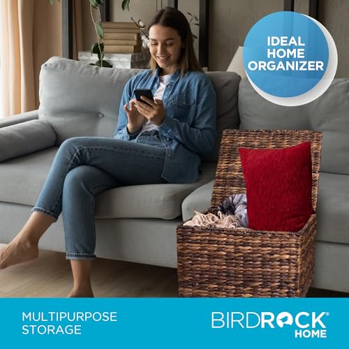 Birdrock Home Woven Rolling File Cabinet with Wheels, Espresso, 17.5x14.5x13