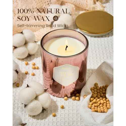 M&SENSE Sweets in The Air Scented Candle - Grape & Violet Scent, 11.3oz Natural Soy Wax Valentine Candles for Holiday, Cotton Wick Candle Up to 70 Hours Burn time, Clean Burn Candle for Housewarming