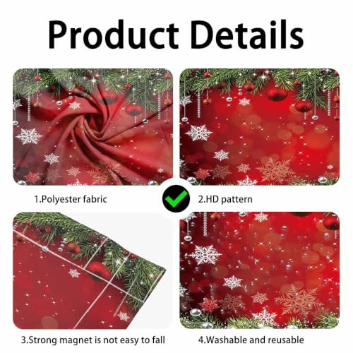 2Pcs Christmas Fluorescent Light Covers 4x2ft - Pine Themed, Magnetic Polyester