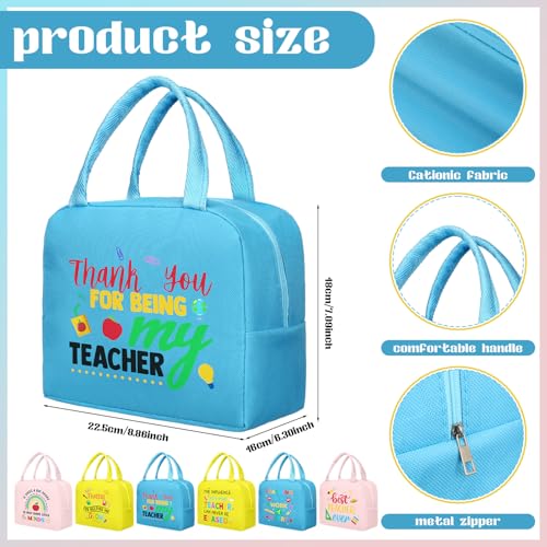 Lively 12-Pack Christmas Teacher Lunch Bags with Thank You Theme - Insulated & Waterproof