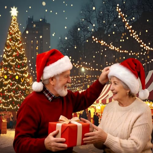 BSVI Double Santa Hat - Red Velvet Christmas Hat for Adults, Kids & Babies (One Size)