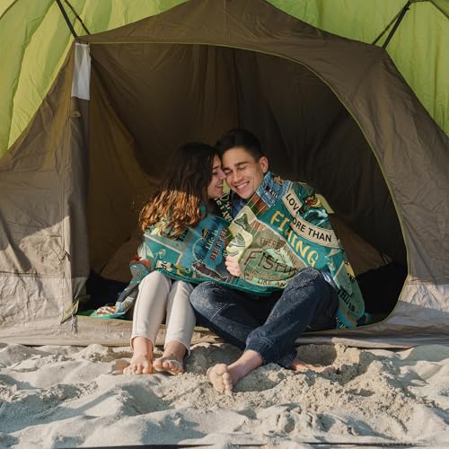 Ryubein Fishing Blanket 60x80 in - Green | Cozy 100% Polyester Outdoor Vacation Throw