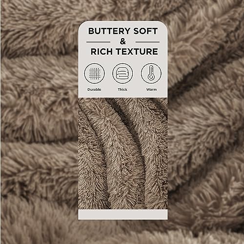 Bedsure Twin Brown Faux Fur Sherpa Throw Blanket 60x80 Inches, Fluffy Couch Blanket