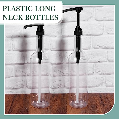 Black 12 Pack 25 oz Plastic Syrup Bottles with Pump Dispenser - Home Bar