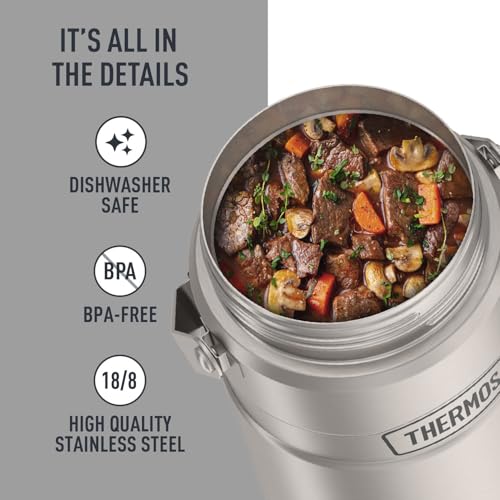 Insulated Food Jar 47oz with Handle - Matte Stainless Steel Travel Container