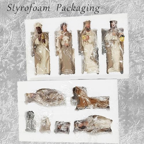Kambanan 11PCS Nativity Scene Set - Hand-Painted Resin Holy Family Christmas Decor