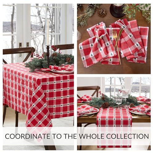 Sherwood Tree Dobby Table Runner, Red 13" x 70" - Threadmade