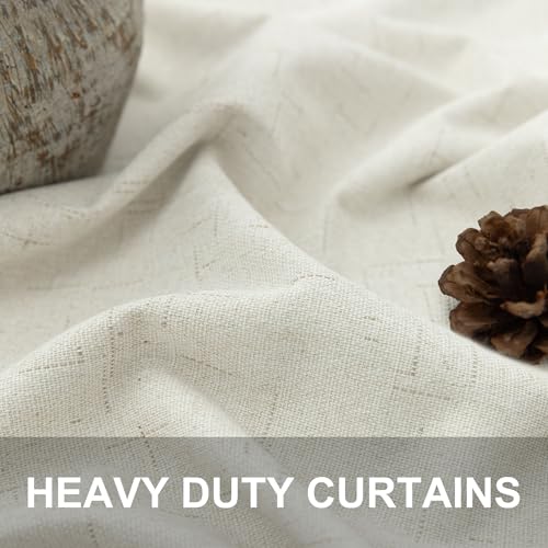 Pitalk Blackout Linen Curtains - Natural 60W x 102L Inches, Pack of 2