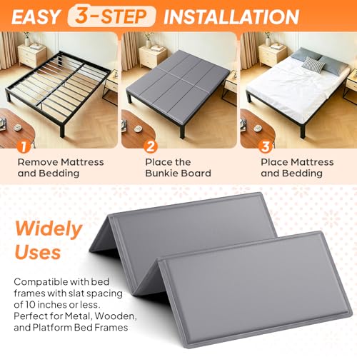 LAVEVE Queen Size Bunkie Board 60x80 Anti-Slip Bed Slat Support, Heavy Duty