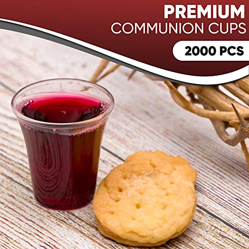 2000 Count Disposable Communion Cups Bulk Pack - Clear Plastic, Fits Standard Trays