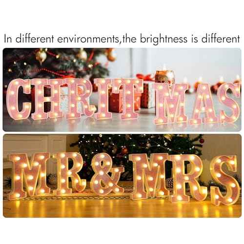 Small Led Marquee Letters, Light Up Letters, 8.58 Inch Led Letter Lights, Battery Powered Lighted Sign for Table, Party, Birthday, Christmas Decor (Pink Glitter, Letter A)