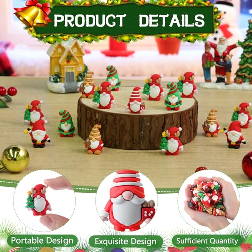50 Pcs Christmas Mini Gnomes Xmas - Var 50/Xmas, PVC Santa Folk Figurines 3x2 cm