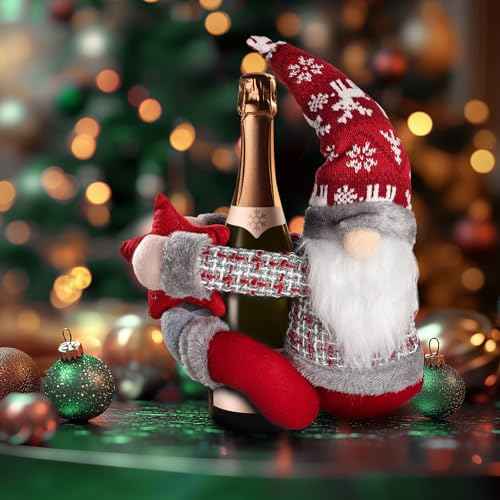 Unique Funny Christmas Plush Stuffed Decor - 22.3 Inch Gnome Christmas Star Topper for Tree, Wine Bottle, Curtain Ornaments