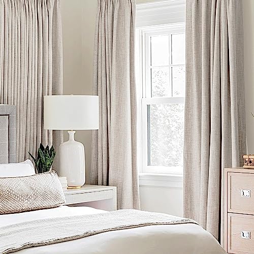 MIULEE Ivory Blackout Linen Curtains Set 62x96 Inches for Bedroom - Pack of 2