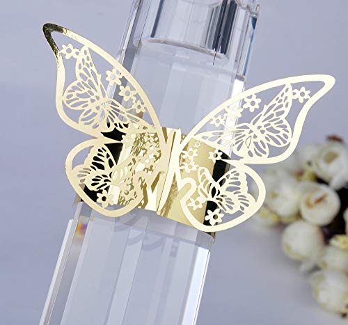 Acfun Gold 50pcs 3D Butterfly Paper Napkin Rings Wedding Party Decor