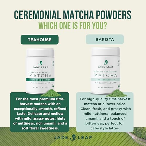 Jade Leaf Ceremonial Grade Matcha Powder in 3.53 oz Tin - First Harvest, Organic, Vegan