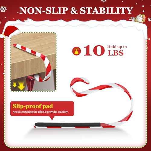 Loncaster Christmas Stocking Holders for Mantle Set of 6, Adjustable Candy Cane Stocking Holder for Mantle, Non-Slip Lightweight Xmas Hangers for Christmas Decorations(Red & White)