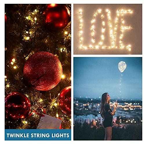 Photo Clips String Lights for Decor: USB Powered 40Ft 120LED 50 Clear Clips - Waterproof/8 Modes/Remote/Timer Fairy Light for Girls Bedroom Dorm Picture Hanging - Christmas Party Wedding Decorations