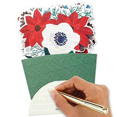 Hallmark Paper Wonder Displayable Pop Up Christmas Card (Poinsettia Bouquet)