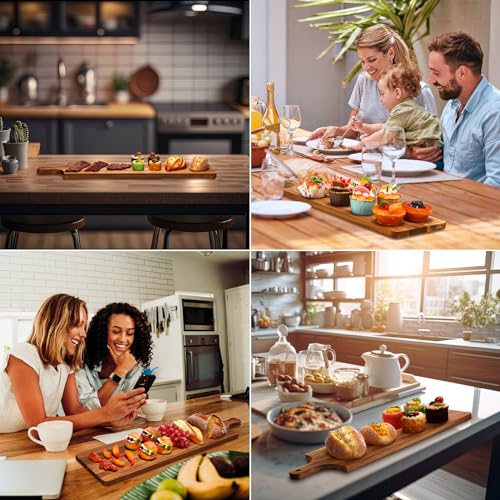 2 Pcs Acacia Cutting Boards 23 x 7 Inches with Handles – Large Charcuterie Boards