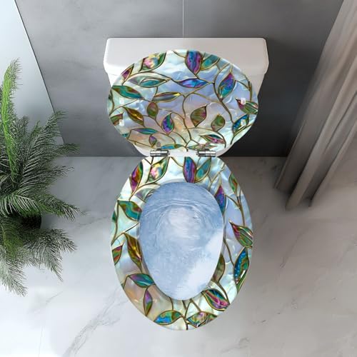 Elongated Resin Toilet Seat Leaves Quietly Close Quick Release Hinges Pattern9 V-Shape