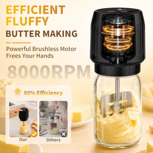 VOJPGJP 32oz Electric Cordless Butter Churner High-Speed 8000RPM