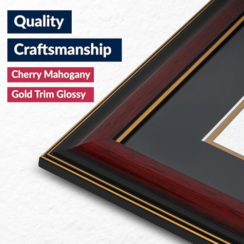8.5x11 Diploma Frame with Mat - Solid Wood Certificate Holder for University & College Degrees