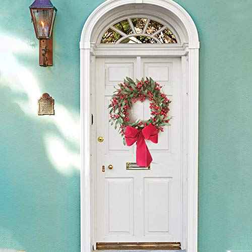 HiGift 2 Pack Wreath Hanger for Front Door White, Long Metal Over The Door Hook for Christmas and Party Wreath Making Decoration, Hanging Clothing, Towels, Wreaths, Bags, White - 15" and 12"