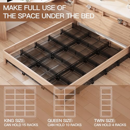 Gawerk Under Bed Storage Container with Wheels - Foldable Metal Mesh Bin for Clothes - Black - 2 Pack