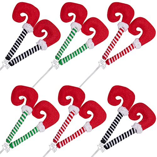 6 Pcs Christmas Elf Legs Tree Ornaments with Fixed Wire, Festive Decor