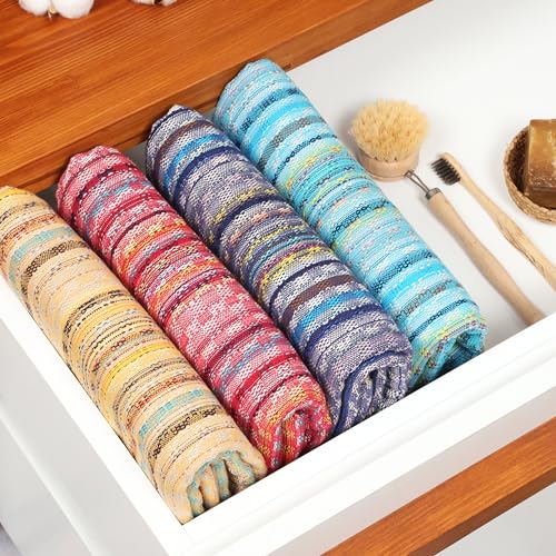 Turkish Cotton Bath Towels Set of 4 - Multicolor Extra Large Quick-Drying Hand Towels