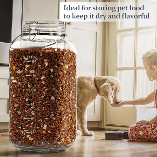 2 Gallon Glass Storage Jar with Airtight Lid & Stainless Steel Handle - Large Wide Mouth Container