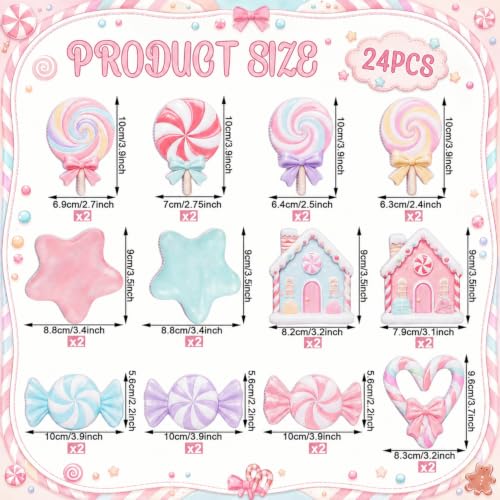 Fuutreo 24 Pcs Candy Christmas Tree Picks Pastel Lollipops Decor